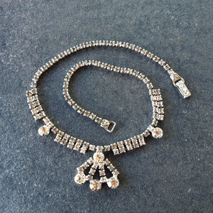 Vintage Art Deco Rhinestone Statement Necklace